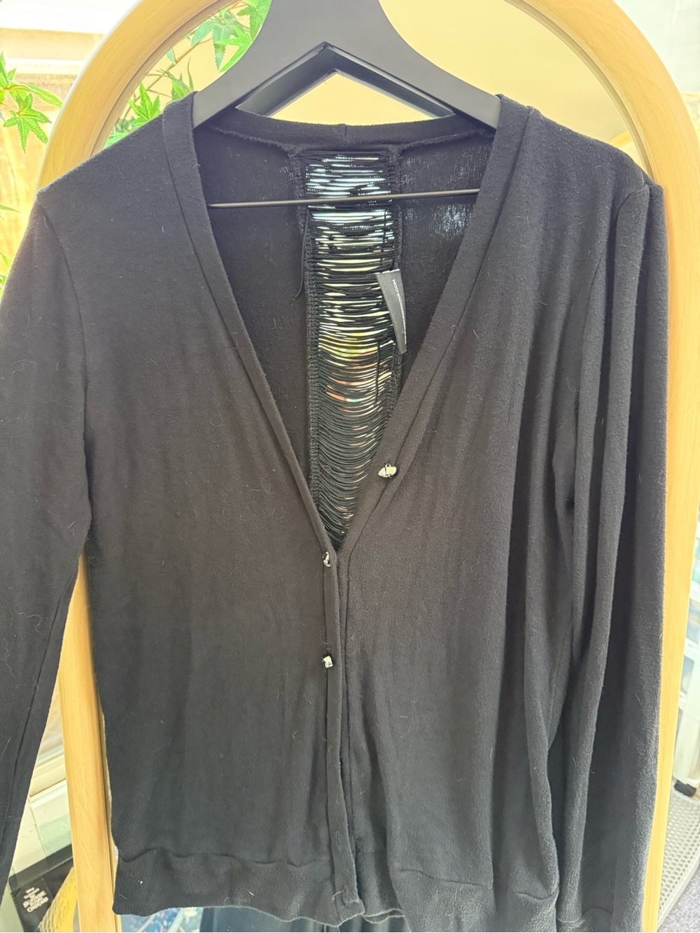 Black Women’s V-Neck Button Cardigan Sweater